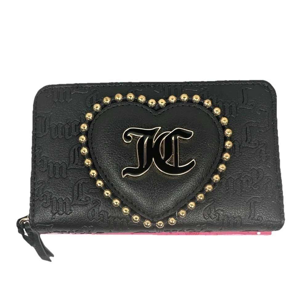 Juicy Couture Love Never Dies Bifold Wallet Black Heart Studded NWT Boxed